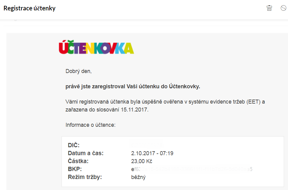 Jak probíhá registrace účtenky v Účtenkovce