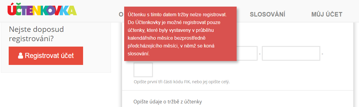 Jak probíhá registrace účtenky v Účtenkovce