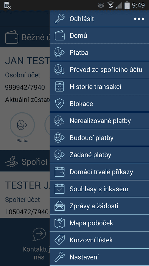 Mobilní bankovnictví WSPK pro Android, iOS a Windows Phone.