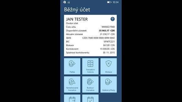 Mobilní bankovnictví WSPK pro Android, iOS a Windows Phone.
