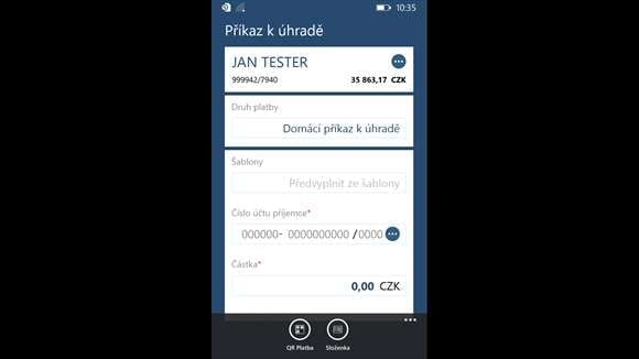 Mobilní bankovnictví WSPK pro Android, iOS a Windows Phone.