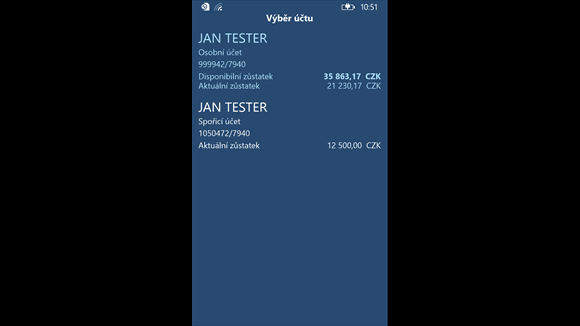 Mobilní bankovnictví WSPK pro Android, iOS a Windows Phone.