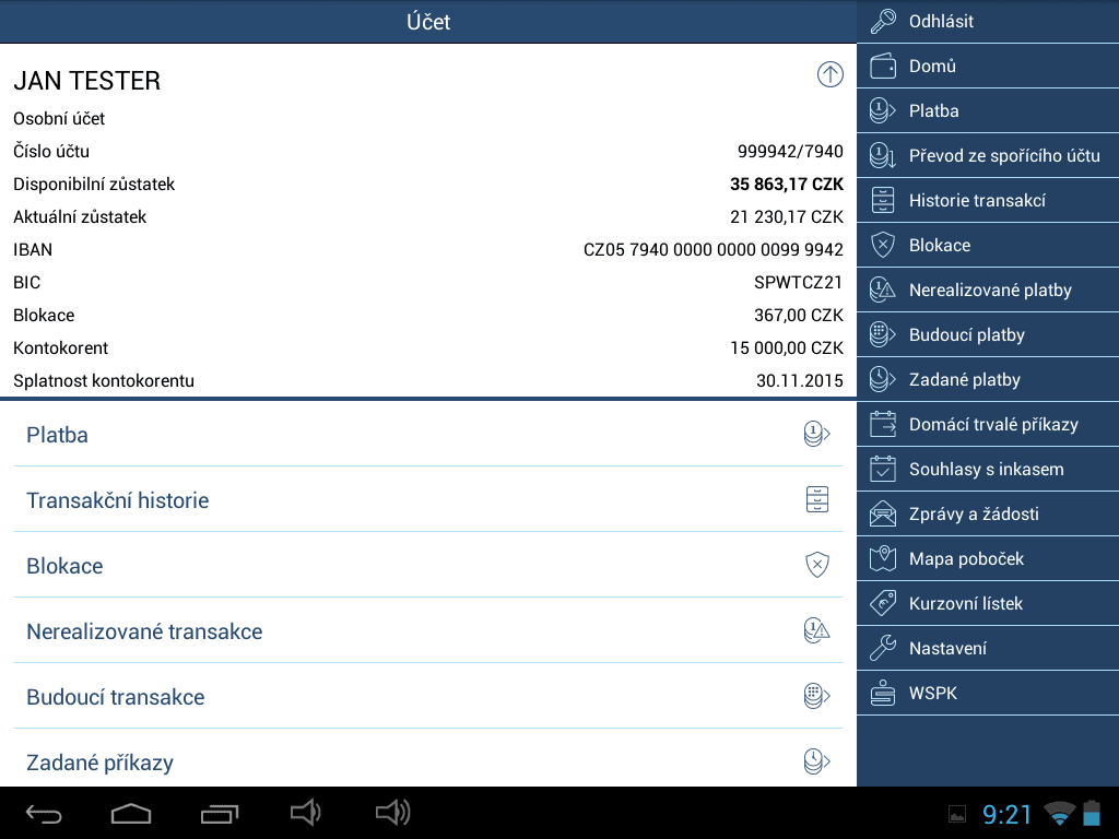 Mobilní bankovnictví WSPK pro Android, iOS a Windows Phone.