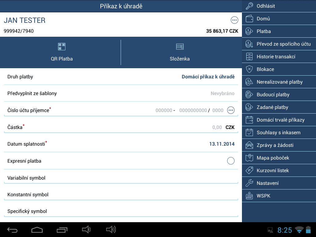 Mobilní bankovnictví WSPK pro Android, iOS a Windows Phone.