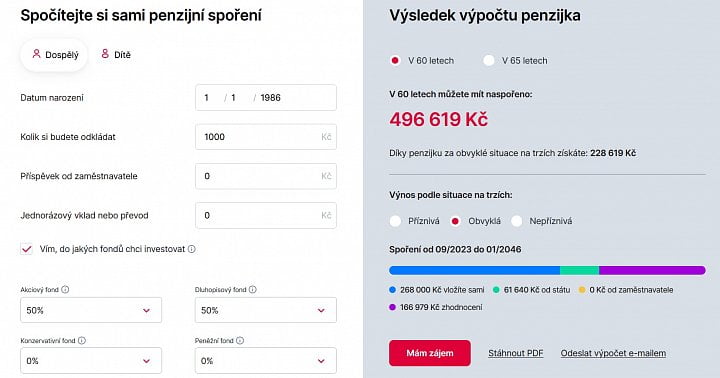 Nová kalkulačka odhadne, jakou výši úspor si za stanovené období naspoříte