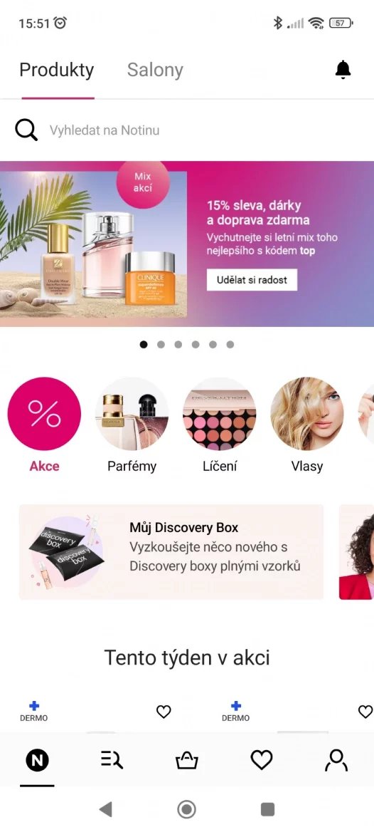 Aplikace Notino - Produkty