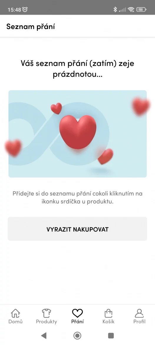 Aplikace ZOOT - seznam přání