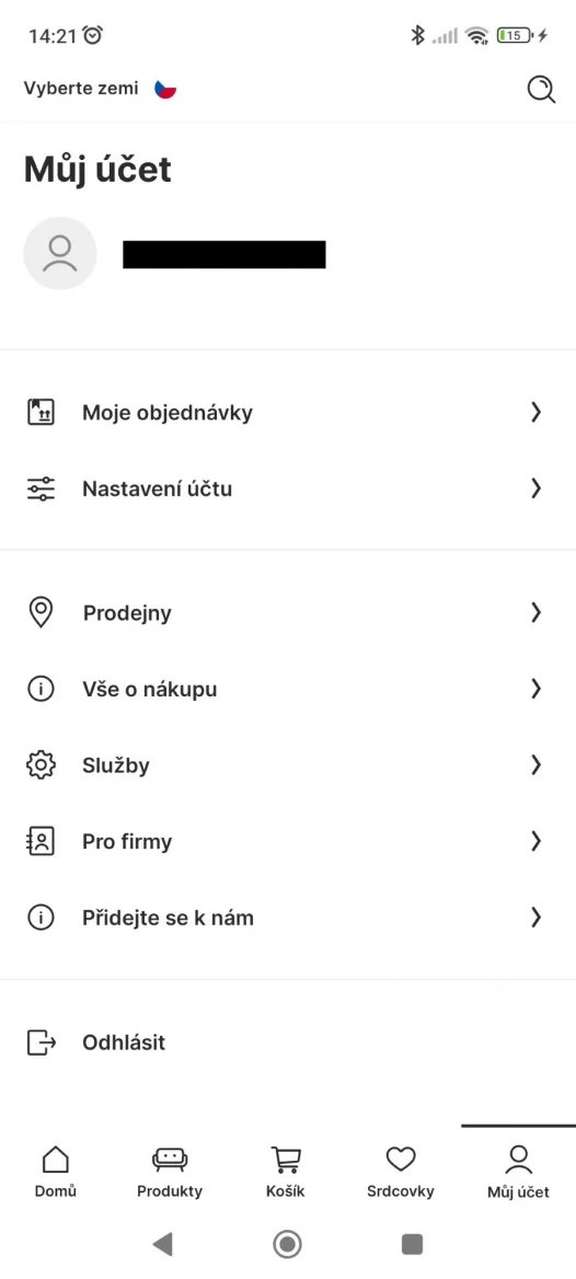 Aplikace Bonami - Můj účet