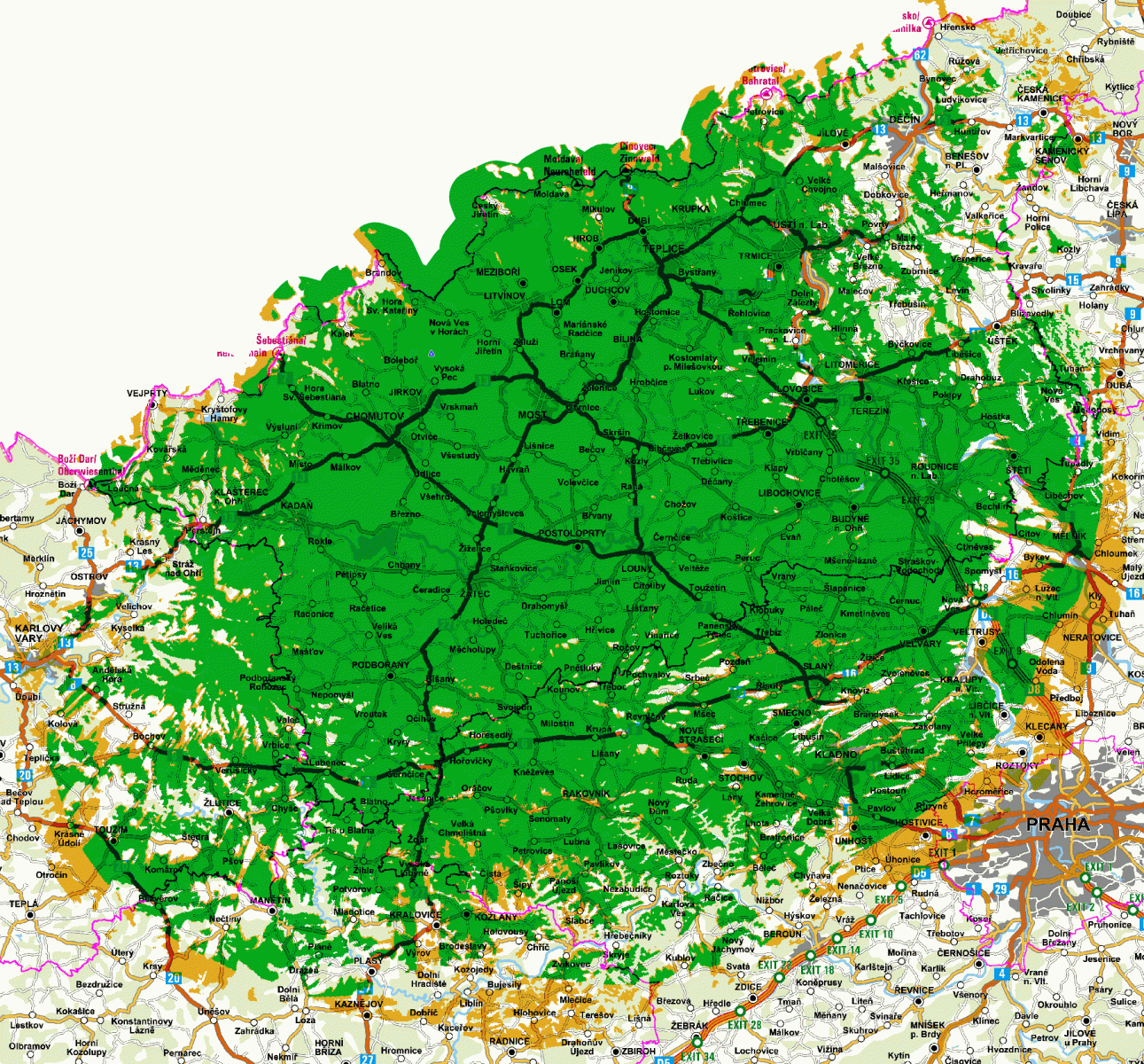 Mapy pokrytí DVB-T2