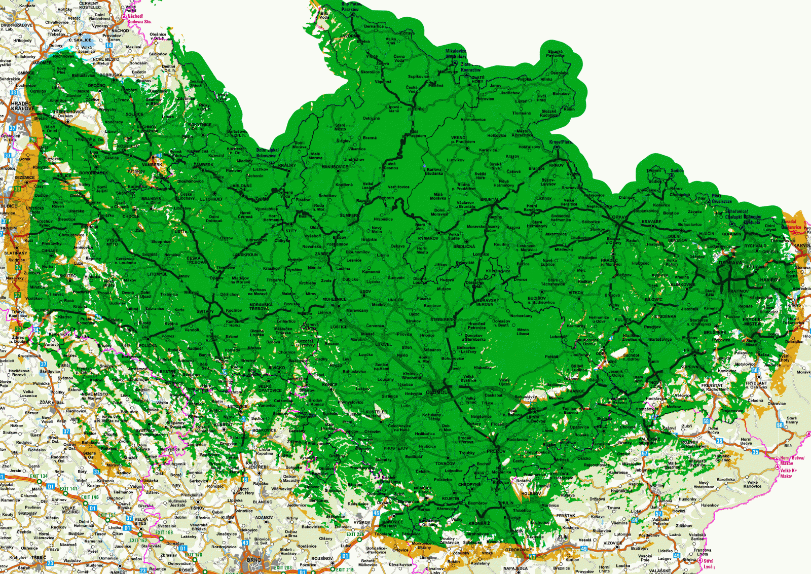 Mapy pokrytí DVB-T2