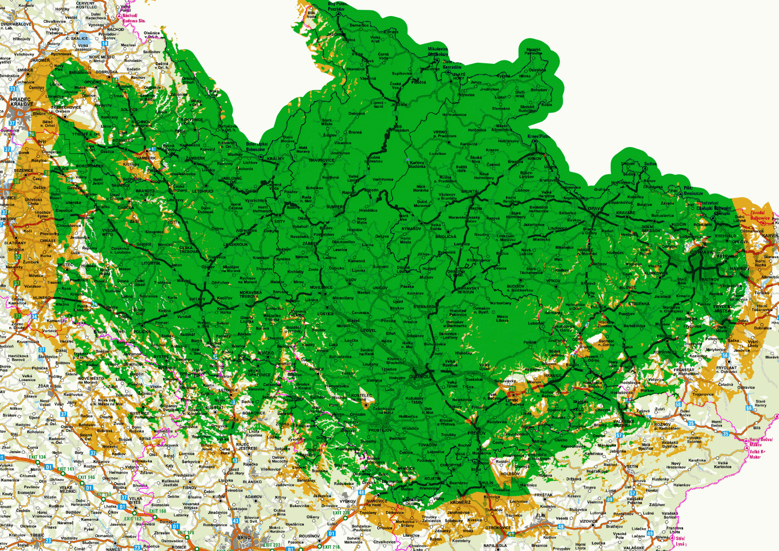 Mapy pokrytí DVB-T2