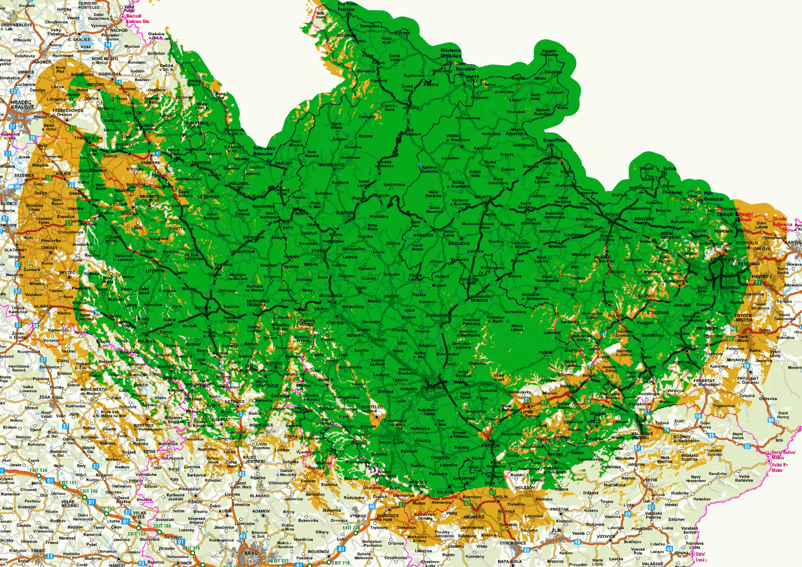 Mapy pokrytí DVB-T2