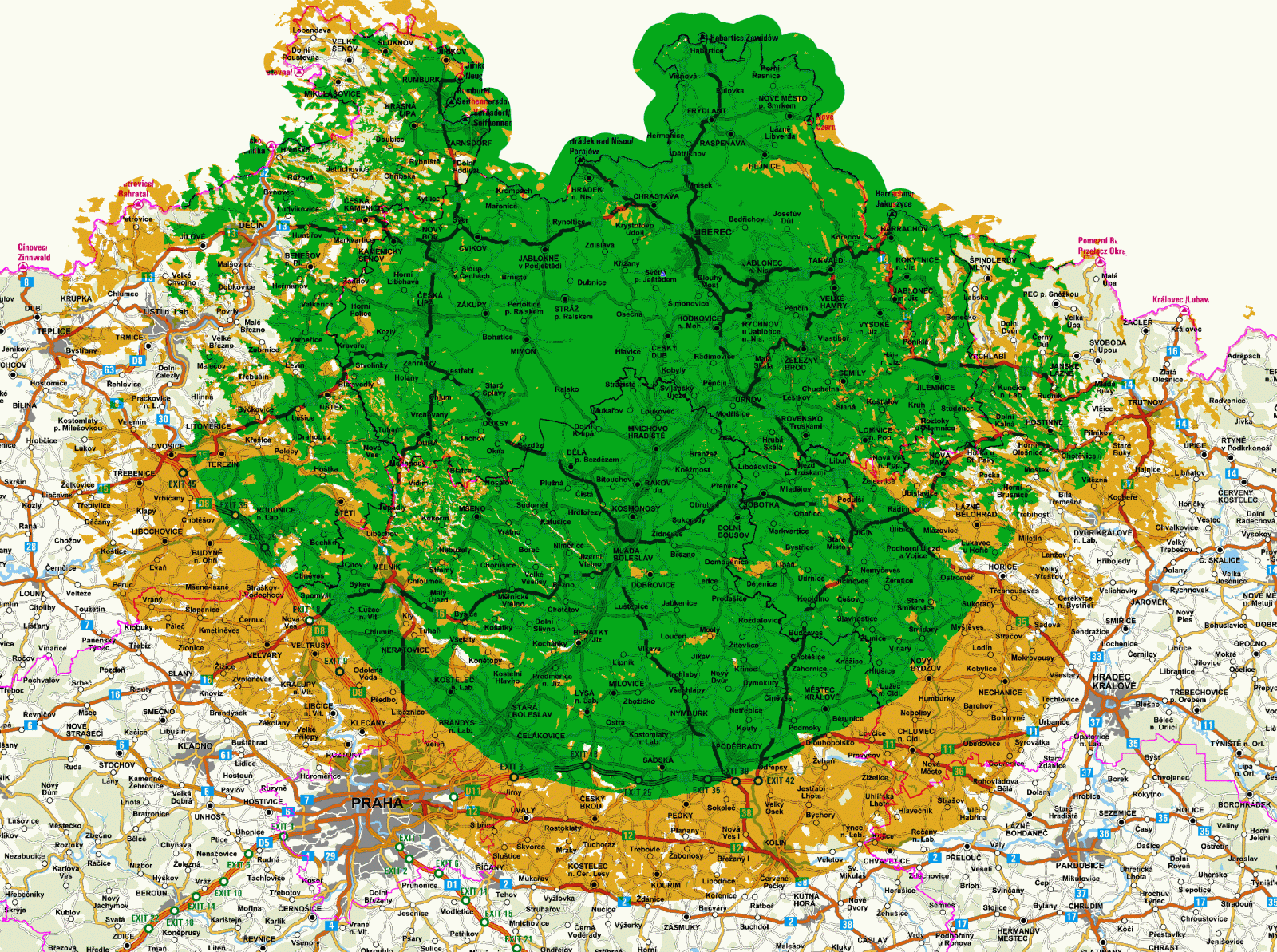 Mapy pokrytí DVB-T2