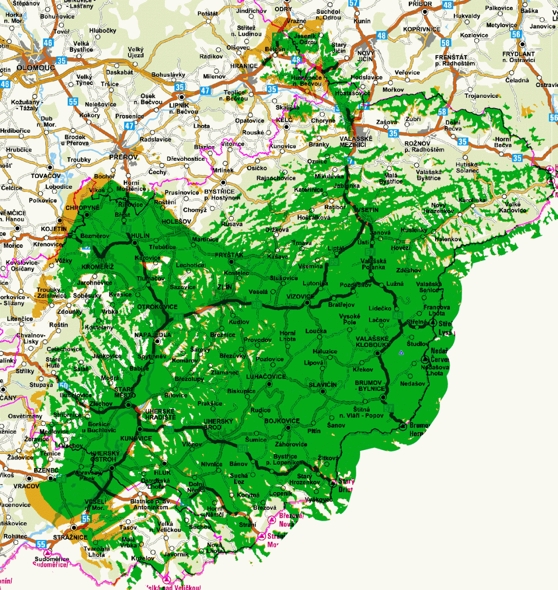 Mapy pokrytí DVB-T2