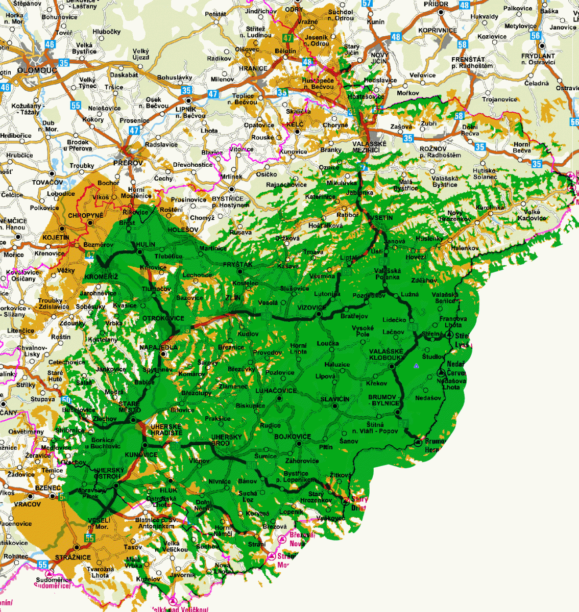 Mapy pokrytí DVB-T2