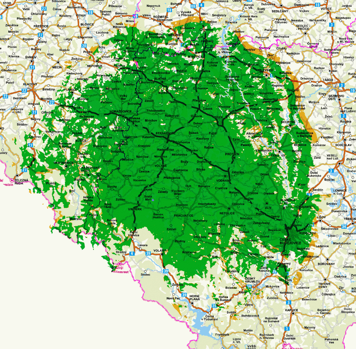 Mapy pokrytí DVB-T2