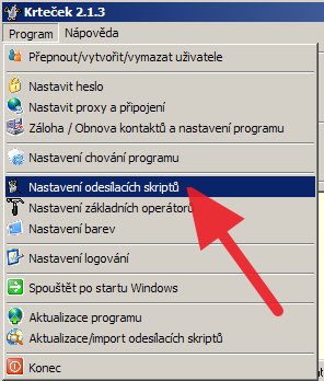 Program-Nastavení odesílacích skriptů