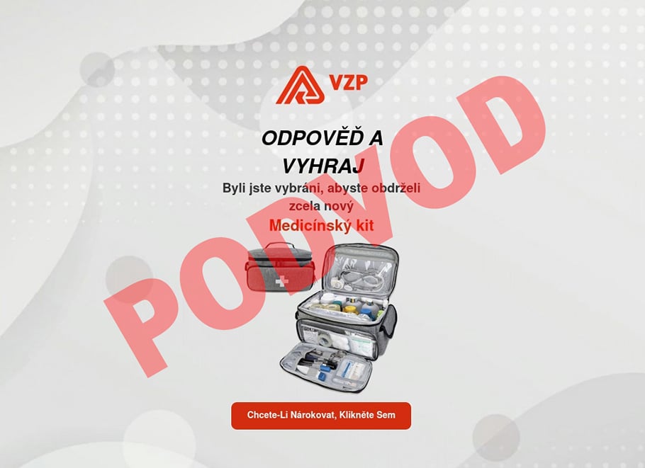 Medicínský kit - náhled na podvodnou stránku