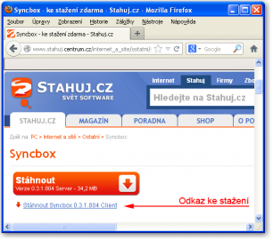 Odkaz pro stažení instalačního souboru SyncboxClient.exe