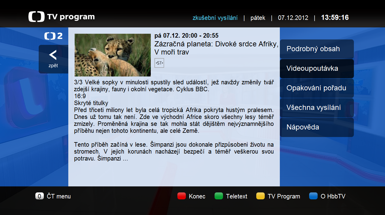 Aplikace TV program nabídne u některých pořadů i podrobný popis