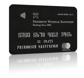 Debetní karta Mastercard World Elite, kterou bude Raiffeisenbank nabízet klientům privátního bankovnictví.