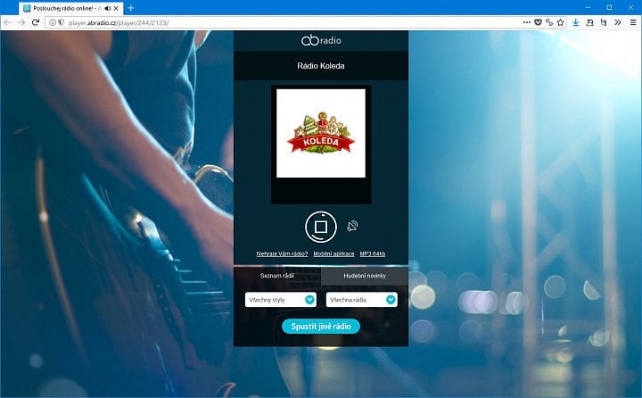 Rádio Koleda naladíte ve svém internetovém prohlížeči