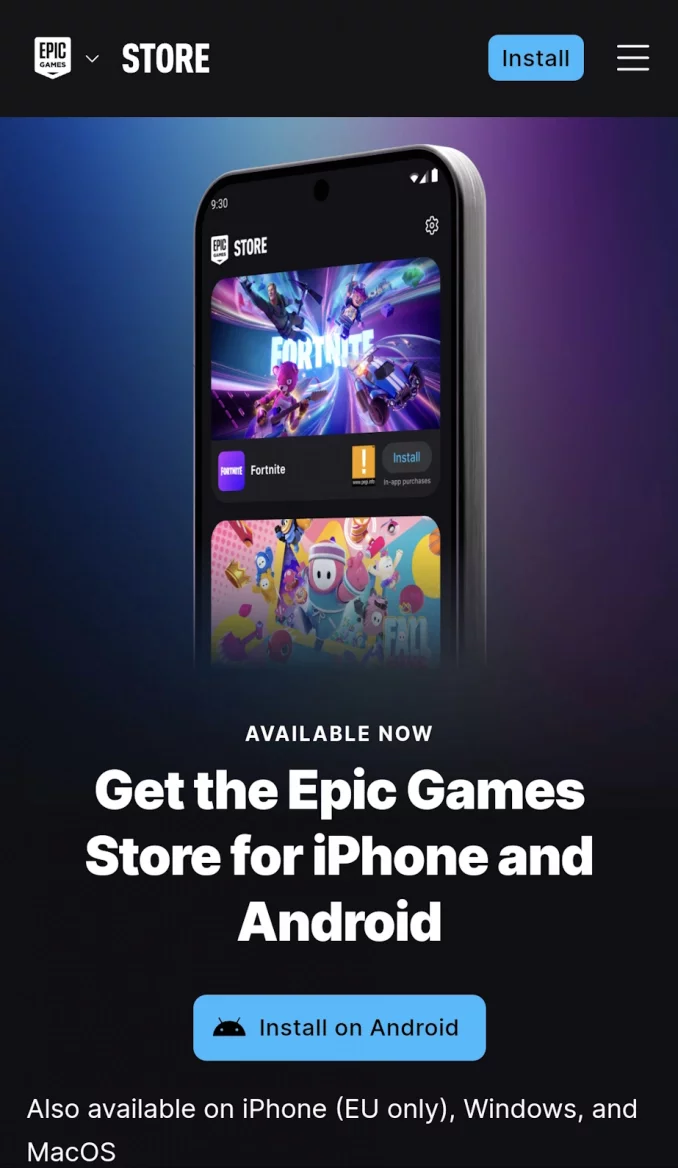 Epic Store na Androidu a instalace hry Fortnite