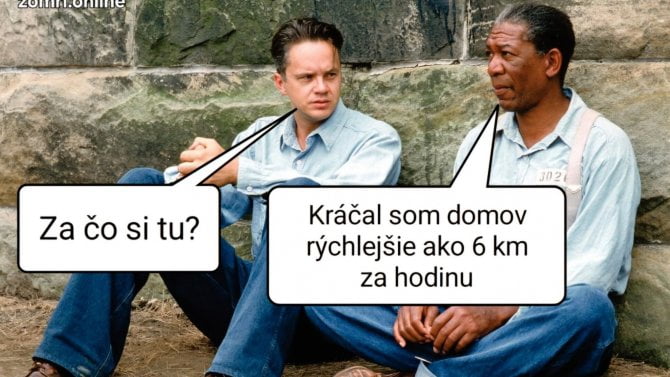 Vtípek s dvěma muži narážející na film Vykoupení z věznice Shawshank