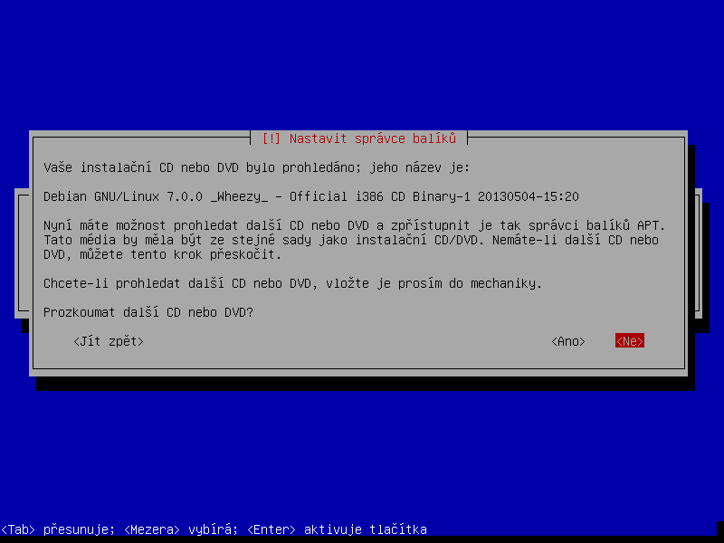 Debian 7.0 Wheezy textová instalace