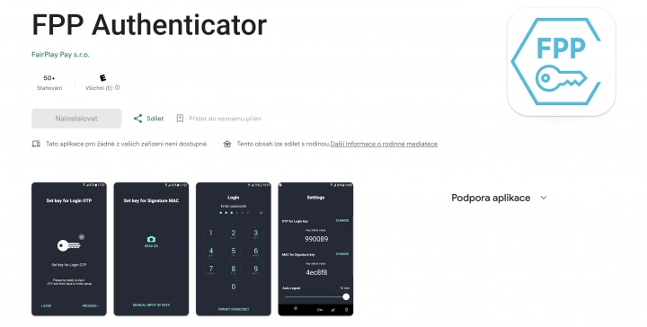 Původní autentizační aplikace FairPlay Pay na Google Pay. (02/2024)