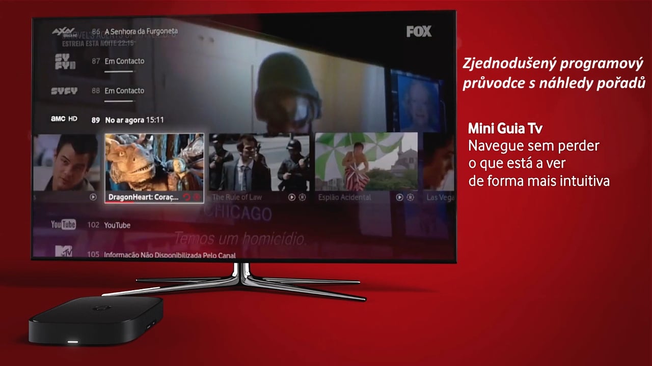 Zjednodušený programový průvodce s náhledy pořadů