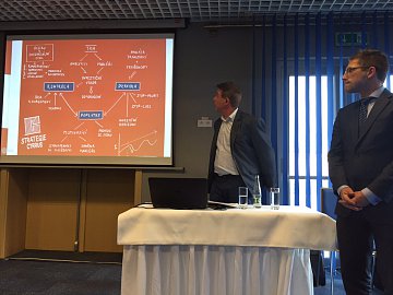 Představování investiční strategie Cyrrusu v Ostravě. Zleva David Hercig, ředitel pobočky