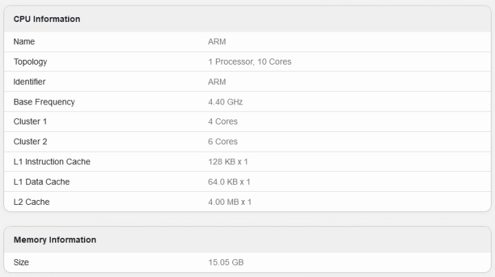 Apple M4 v databázi Geekbench