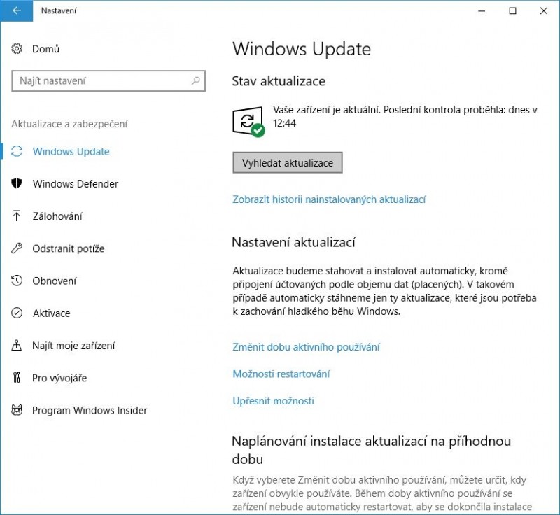 Ujistěte se, že máte nainstalovány všechny aktuálně dostupné aktualizace Windows