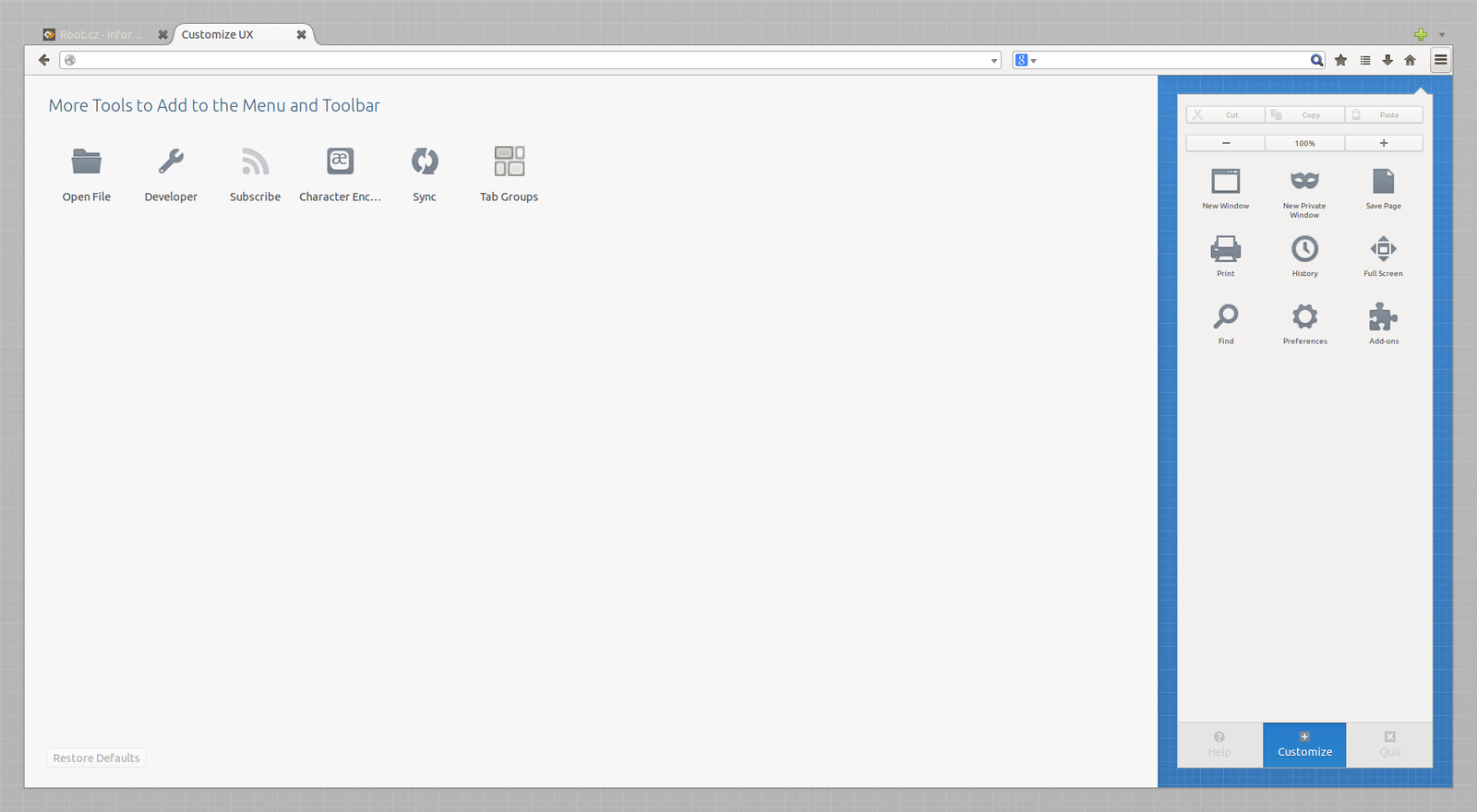 Firefox UX - nový vzhled Australis