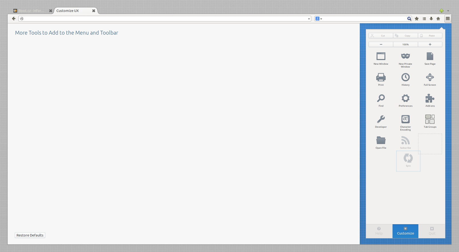 Firefox UX - nový vzhled Australis