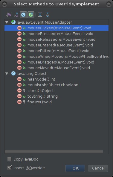 Widgety a signály aplikace Java