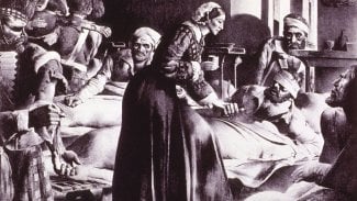 Florence Nightingale s nemocnými vojáky