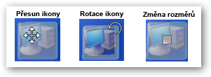 Ovládací prvky pro nastavení ikon.