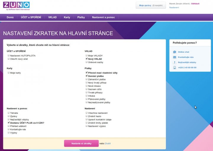 Nastavení zkratek