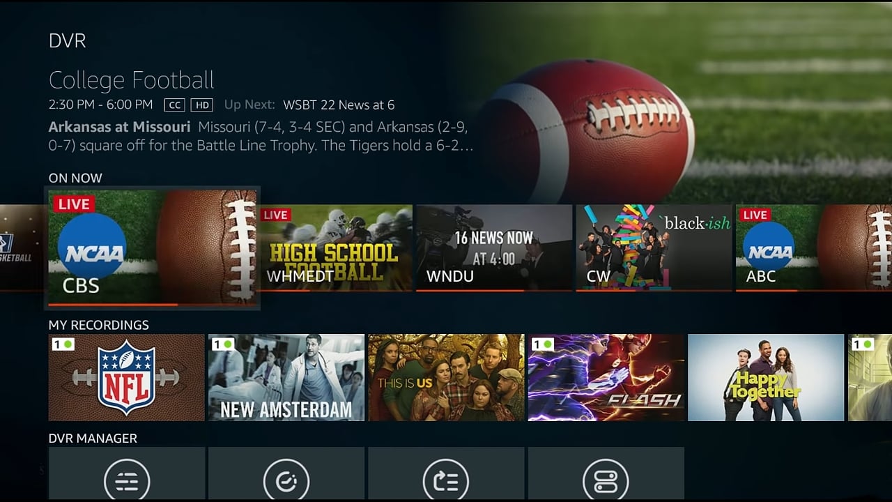 DVR management v kombinaci Fire TV Recast a Fire TV Stick