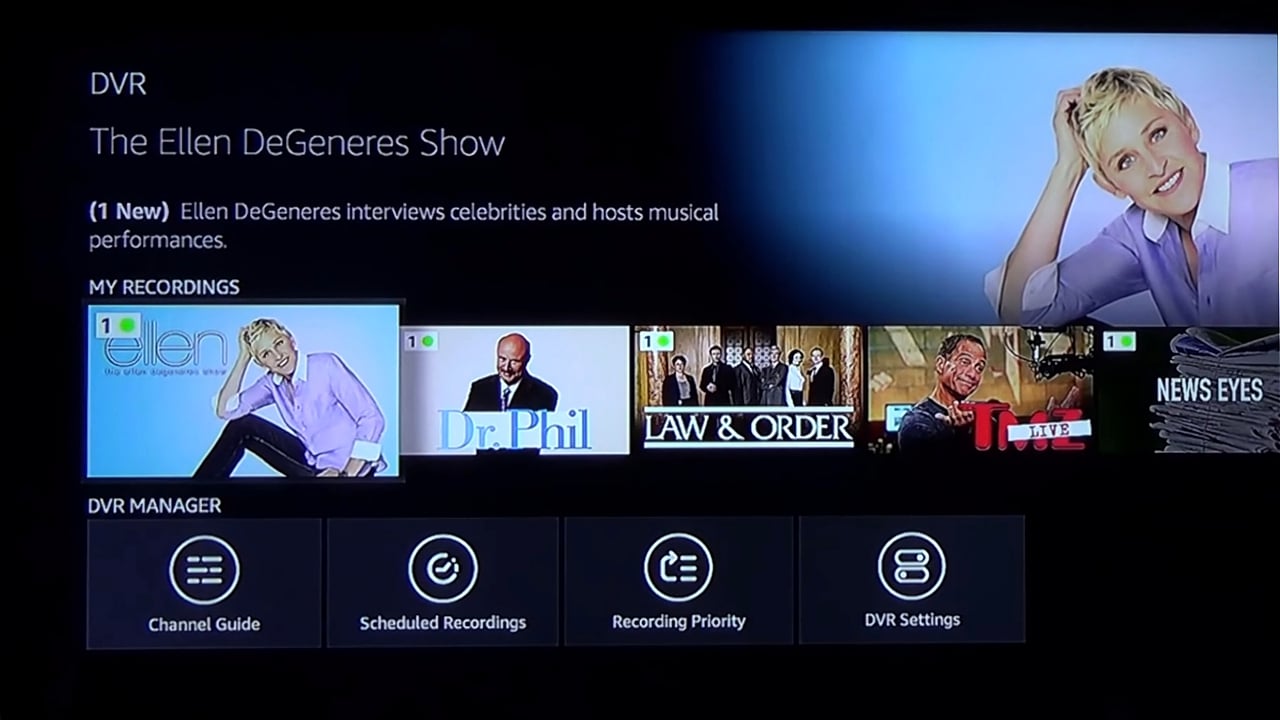 DVR management v kombinaci Fire TV Recast a Fire TV Stick
