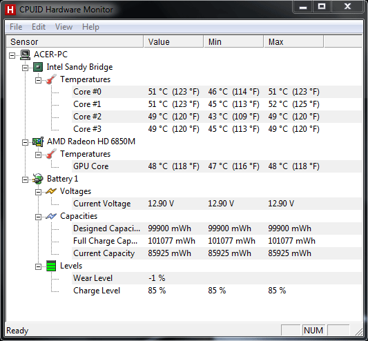 HWmonitor - idle