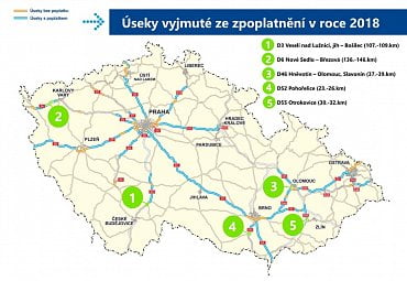 Nezpoplatněné úseky v roce 2018
