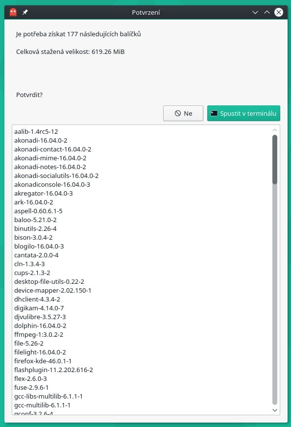 Octopi: aktualizace systému