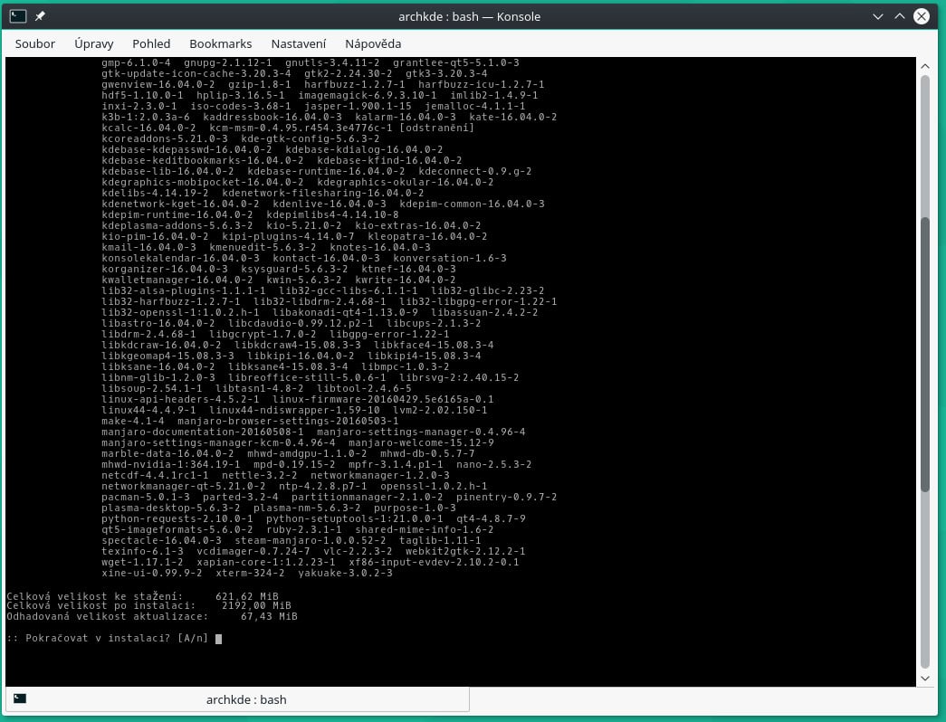 Octopi: aktualizace systému