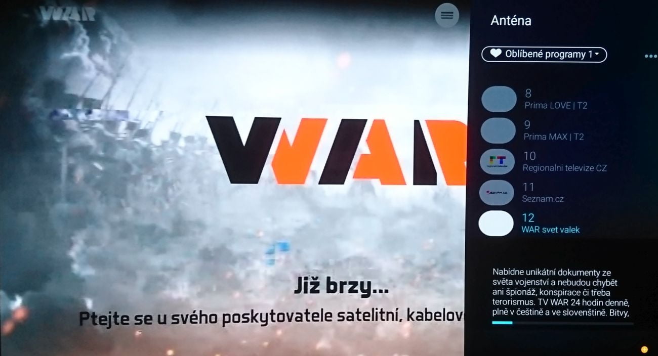 Při jiném vyvolání seznamu kanálů bylo vše v pořádku.