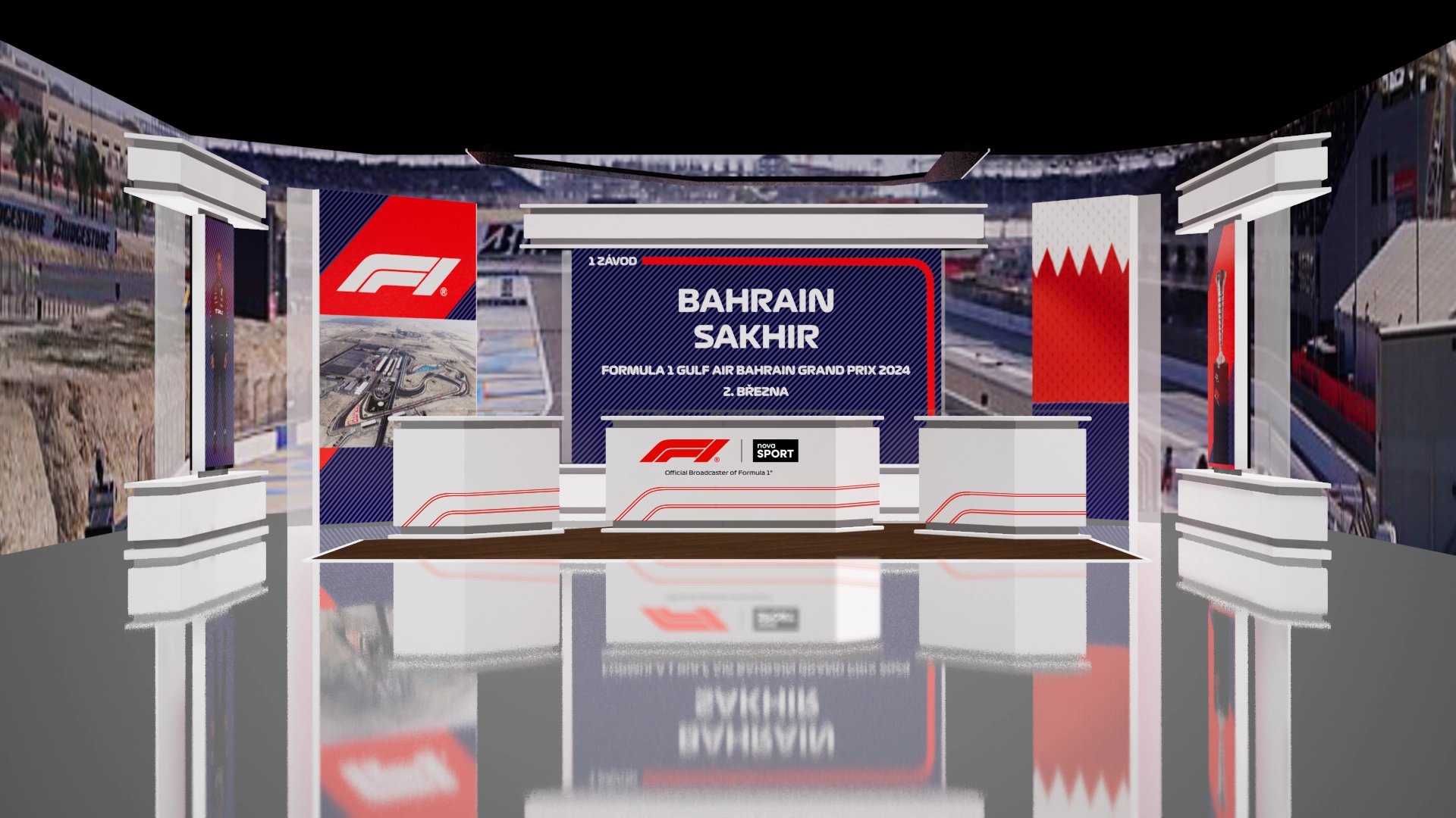 Grafický návrh studia Formule 1 na stanici Nova Sport