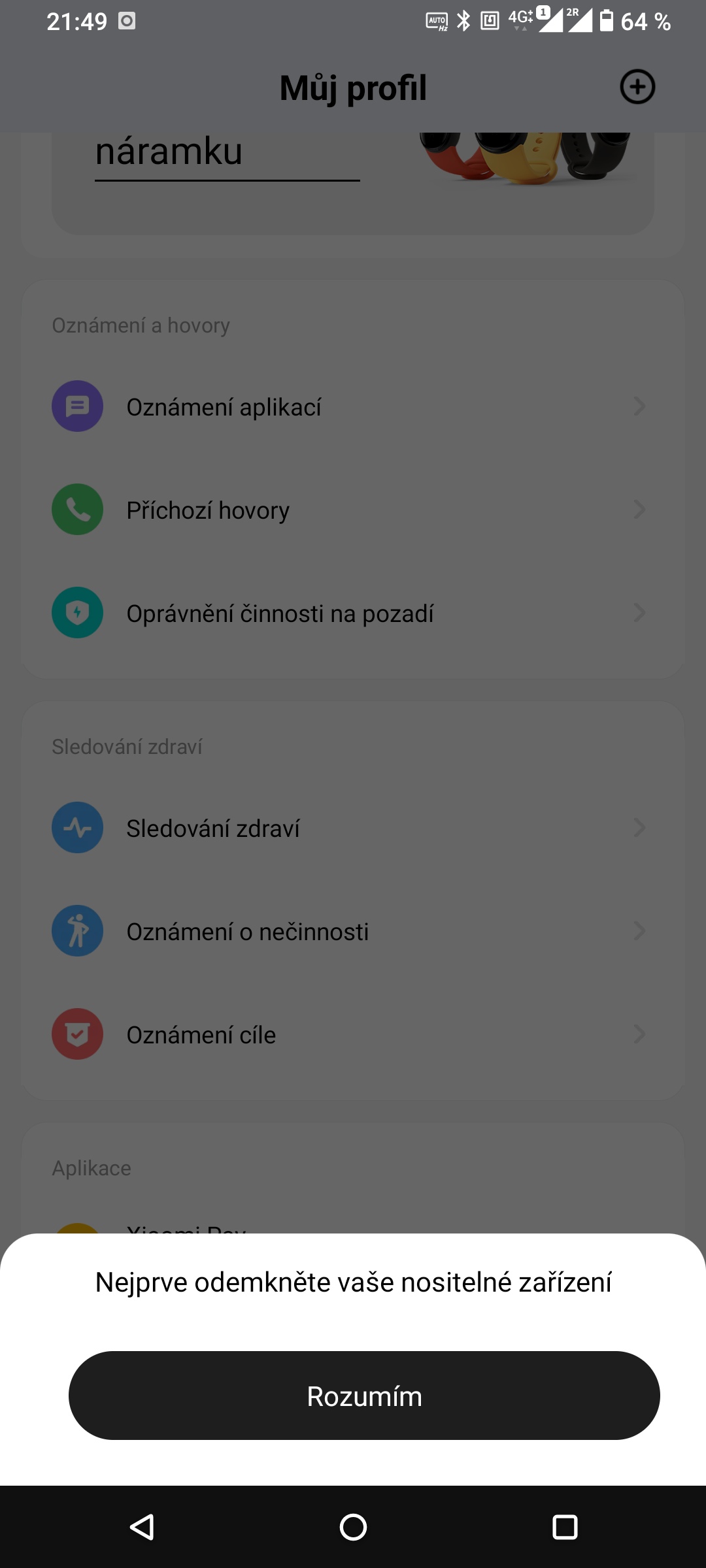 Bez náramku na ruce nebo ve vaší blízkosti neprovedete žádné změny v aplikaci Xiaomi Pay. (13. 11. 2021)