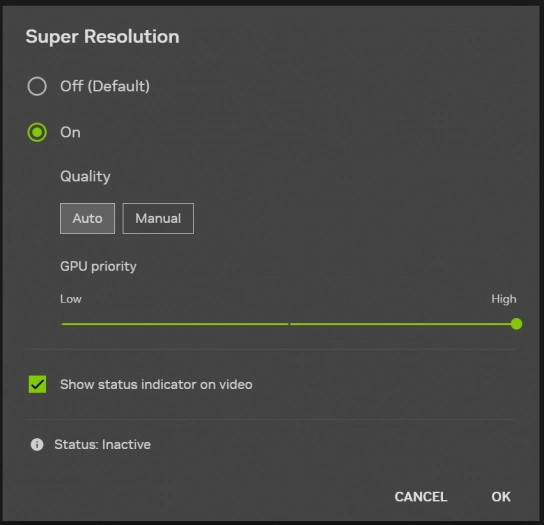Nastavení priority v RTX Video Super Resolution